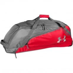 Baseball Under Armour Line Drive Wheeled Player Bag - Scarlet