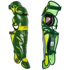 All-Star Youth System 7 Axis Elite Pro Catcher's Leg Guards 13" (Ages 9-12) - Dark Green Gold