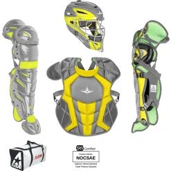Catcher's Gear All-Star System 7 Certified NOCSAE Young Pro Catcher's Set (Ages 9-12) - Dark Gray Gold