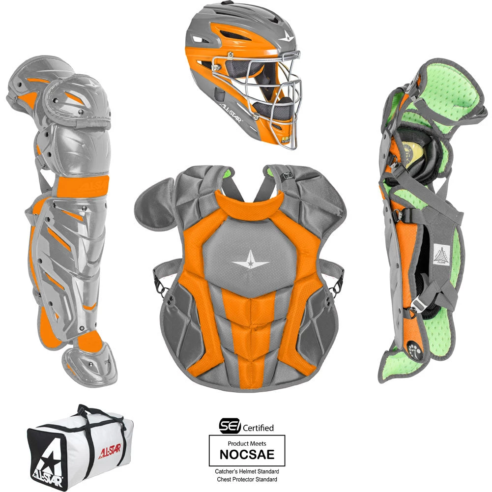 All-Star System 7 Certified NOCSAE Young Pro Catcher's Set (Ages 9-12) - Dark Gray Orange Catcher's Gear 3 All-Star System 7 Certified NOCSAE Young Pro Catcher's Set (Ages 9-12) - Dark Gray Orange Catcher's Gear