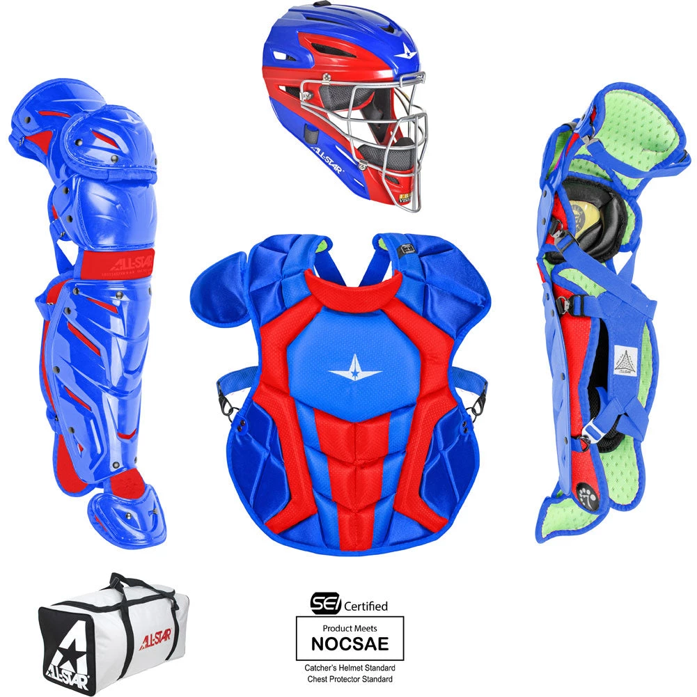 All-Star System 7 Certified NOCSAE Young Pro Catcher's Set (Ages 9-12) - Royal Scarlet 3 All-Star System 7 Certified NOCSAE Young Pro Catcher's Set (Ages 9-12) - Royal Scarlet
