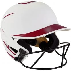 Softball Mizuno F6 With FP Mask Matte 2Tone - White Cardinal